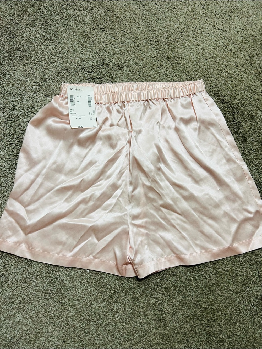 NORDSTROM Women's Satin Elastic-Waist Sleep Shorts - Light Pink